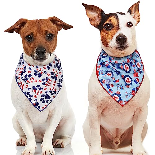 Odi Style Hundehalstuch für den 4. Juli – 2 Stück Hundehalstücher mit amerikanischer Flagge für kleine Hunde, Katzen, patriotische USA, Unabhängigkeitstag, Hundewelpenhalsband, Schal für Hunde, von Odi Style