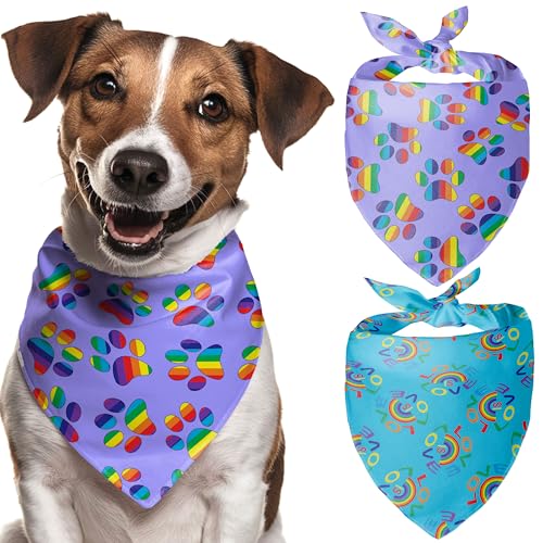 Odi Style Pride Hundehalstuch, Regenbogen-Hundehalstuch, LGBT-Schals, Lätzchen, Zubehör für Hunde, hochwertiger langlebiger Stoff, dreieckiges Bandana für mittelgroße und große Hunde, lila, blaugrün von Odi Style