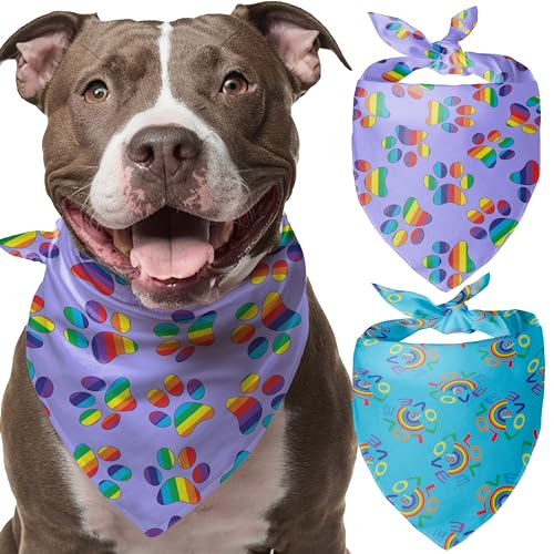 Odi Style Pride Hundehalstuch, Regenbogen-Hundehalstuch, LGBT-Schals, Lätzchen, Zubehör für Hunde, hochwertiger langlebiger Stoff, dreieckiges Bandana für mittelgroße und große Hunde, lila, blaugrün von Odi Style
