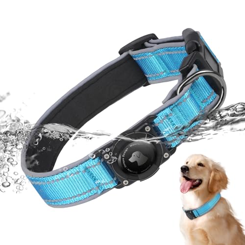 AirTag Hundehalsband, verbessertes Halsband mit verdicktem Airtag-Halter, IPX7, wasserdicht, verbessert, reflektierend, weich gepolstert, strapazierfähig, Apple Air-Tag-Hundehalsbänder, geeignet für von Odokele