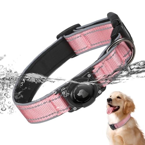 AirTag Hundehalsband, verbessertes Halsband mit verdicktem Airtag-Halter, IPX7, wasserdicht, verbessert, reflektierend, weich gepolstert, strapazierfähig, Apple Air-Tag-Hundehalsbänder, geeignet für von Odokele