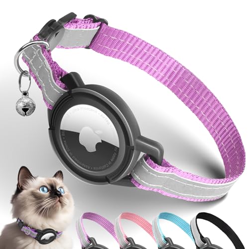 Airtag Katzenhalsband, Breakaway, Odokele Reflektierende Katzenhalsbänder mit Apple-Airtag-Halterung für Kätzchen, Katzen-GPS-Tracker, verstellbare Halsbänder mit von Odokele