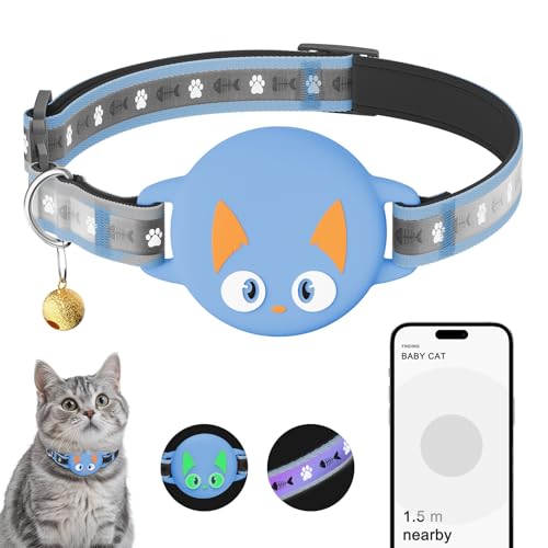 Airtag Katzenhalsband, Breakaway, reflektierendes Katzenairtag-Halsband mit Apple Air-Tag-Halter und Glocke, Katzen-Tracker-Halsband für Mädchen und Jungen, leichtes Kätzchenhalsband für Kätzchen, von Odokele