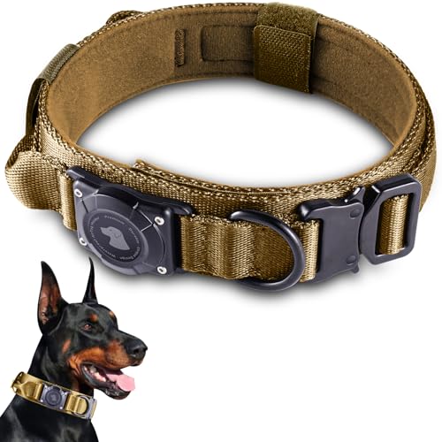 Tactical AirTag Hundehalsband, Air Tag Hundehalsband, Khaki, L von Odokele