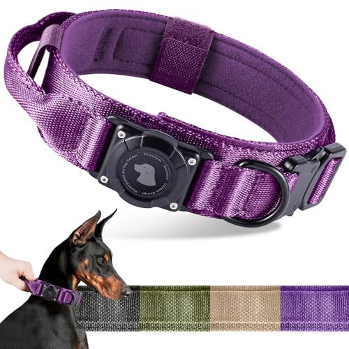 Tactical AirTag Hundehalsband, Air Tag Hundehalsband, Lila, L von Odokele