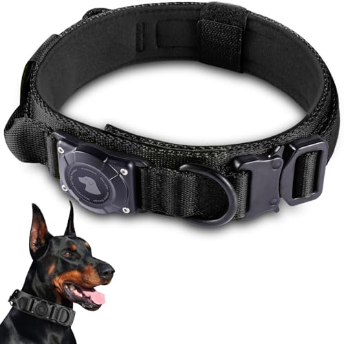 Tactical AirTag Hundehalsband, Air Tag Hundehalsband, Schwarz, L von Odokele