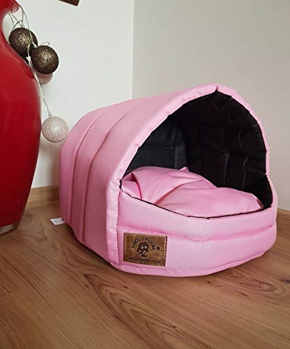 Odolplusz Hundehütte Hundehöhle Hundebett Hundehaus S M ([ S ] 34 x 40 x 39 cm, Rosa) von Odolplusz