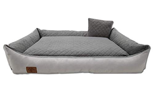 Odolplusz XXL - Hundebett für große Hunde - Hundekissen - Hundesofa mit Wendekissen | Bezug abnehmbar und waschbar [ 120x80cm, Grau ] von Odolplusz