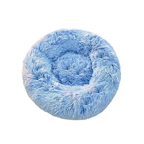 Odot Hundebett Runden Drinnen Gradient Donut für Kleine und Mittlere Grosse Haustierbet, Flauschig Plüsch Warm rutschfest Waschbar Welpe Hundekorb Hundekissenbett (Blau,M(50cm)) von Odot