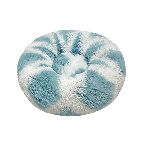 Odot Hundebett Runden Drinnen Marmor Textur Donut für Kleine und Mittlere Grosse Haustierbet, Flauschig Plüsch Warm rutschfest Waschbar Welpe Hundekorb Hundekissenbett (Blau und weiß,S(40cm)) von Odot