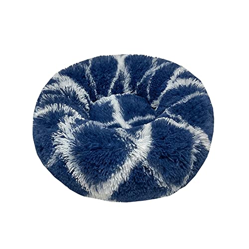 Odot Hundebett Runden Drinnen Marmor Textur Donut für Kleine und Mittlere Grosse Haustierbet, Flauschig Plüsch Warm rutschfest Waschbar Welpe Hundekorb Hundekissenbett (Navy blau,L(60cm)) von Odot