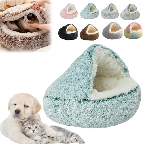 Oforest 2024 New Fauven Calming Seashell Bed, Fauven Cat Bed, Lapcatz Nest Bed, Cozy Cocoon Dog Bed, Calming Dog Beds & Cat Cave Bed with Hooded Cover for Small Medium Pets (Green, 40cm) von Oforest