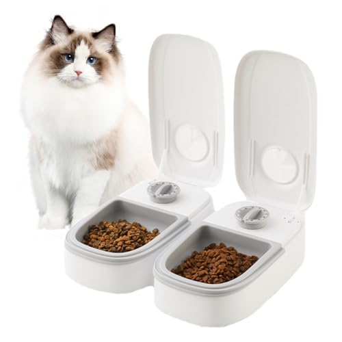 OhhGo 2 Mahlzeiten Automatischer Pet Feeder Trocken- und Nassfutterspender mit 48-Stunden-Timer für Katzen Kleine Hunde von OhhGo