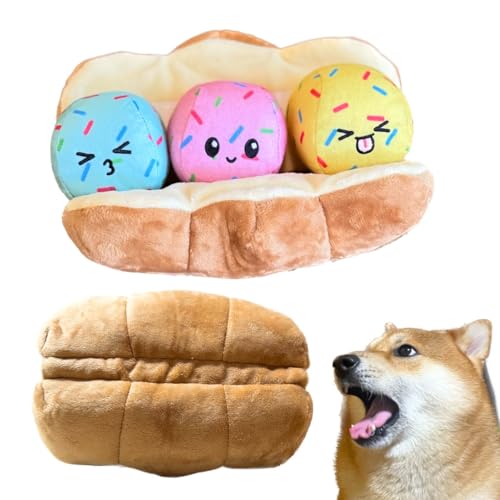 Ohmypet 3 Stück Eiskugeln, Plüsch, quietschend, Hundespielzeug, Sandwich-Papier, knisterndes Plüsch, Hundespielzeug, langlebig, niedlich, lustig von Ohmypet