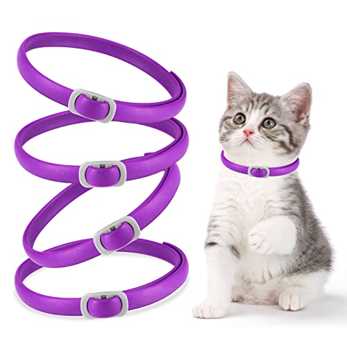Oimmal 4 Stück beruhigendes Halsband für Katzen, verstellbares Katzen-Beruhigungshalsband, Katzen-Pheromon-Halsband für Katzen und Kätzchen, lindert Angstzustände, entspannendes Halsband von Oimmal