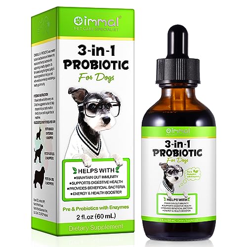 Probiotikum für Hunde, 3-in-1 Probiotika Tropfen für Hunde Durchfall zu lindern, Unterstützen die Darmgesundheit, Juckende Haut & Immunität, Hunde Verdauungsergänzungsmittel, Speckgeschmack - 2 FL oz von Oimmal