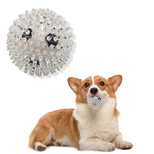 Oiuyamn Quietschendes Hundeballspielzeug, stacheliger Ball, Gummispielzeug, interaktiver Hundeball, Welpenzahnreinigung, Zahnspielzeug, geeignet für kleine, mittelgroße und große Hunde von Oiuyamn