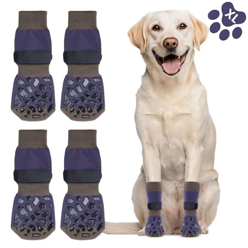 4 Stück Hundeschuhe Pfotenschutz: Atmungsaktive Hunde Schuhe Outdoor mit Rutschfester Sohle - Verstellbarem Klettverschluss Hundestiefel für Kleine, Mittlere und Große Hunde,Größe XL von Oiyeefo