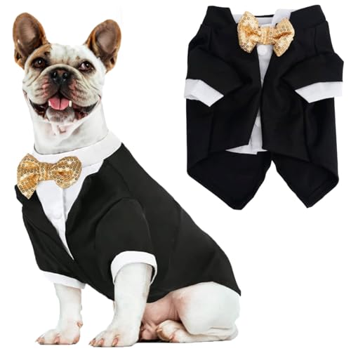 Weihnachtskostüm für Hunde, Smoking, Hochzeit, Party, Fliege, Kleidung (schwarz, Größe XS) von Okbebe