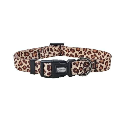 Olahibi Basic Hundehalsband, Leopardenmuster, Polyester-Material, Größe 4 für kleine, mittelgroße und große Hunde (Größe XS, Hellkaffeeleopard) von Olahibi