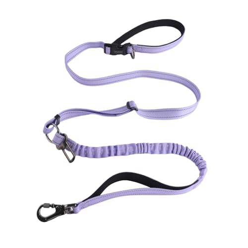 Olahibi Freihändige Hundeleine, kein Ziehen, Bungee-Hundeleine, mit Auto-Sicherheitsgurt, reflektierende Streifen, strapazierfähig für mittelgroße und große Hunde (Solid Lilac, Large) von Olahibi