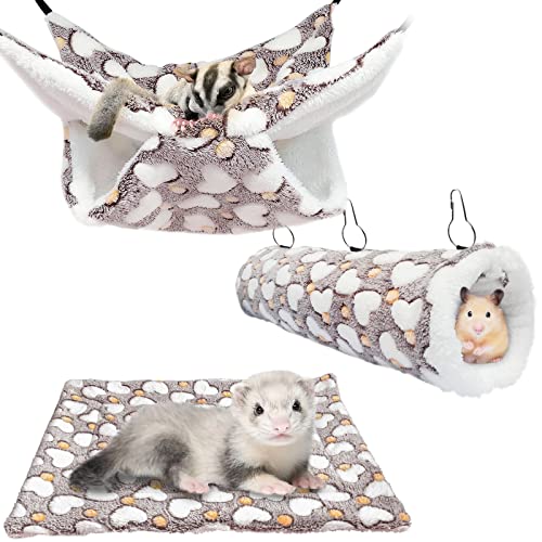 Old Tjikko Kleines Haustierkäfig-Hängematten-Set, hängender Tunnel und Bett-Versteck-Set, Frettchen zum Aufhängen, Meerschweinchen, Matratzentunnel für Hamster, Eichhörnchen, Kaninchen, Tiere, von Old Tjikko