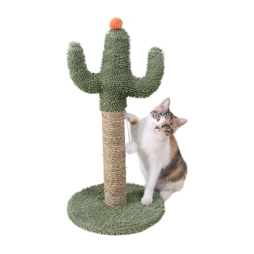 -Katzenkratzer, Katzenbaum - Green Cactus Katzenkratzer Post,Stabiler Sisal -Nagelschärfer, Kätzchen -Kratzstangen mit interaktivem Ball für kleine Kätzchen von Oldmoom