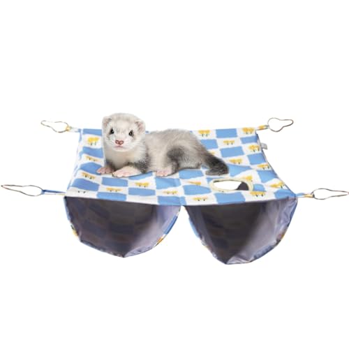 Oldmoom Doppelschicht Frettchen Hängematte, Frettchen -Hängemattenbett | Doppelschicht Frettchen Nest Hängematte - Hook Design Cage Accessoires für Hamster, Chinchilla, Hedgehog von Oldmoom