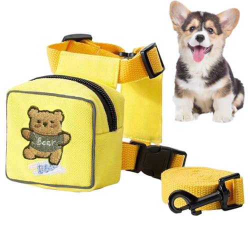 Oldmoom Hundesatteltasche, Hundegeschirr mit Taschen - Cartoon-Rucksack für Hunde mit Hundeleine - Katzenrucksack-Weste, niedlicher Bär, Kaninchen, Dinosaurier, Tiermuster, verstellbares von Oldmoom