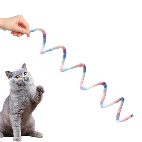 Oldmoom Katze Springspielzeug mit Bell, Katzenfrührung Spielzeug für Innenkatzen - Interaktives Plüsch -Katzenspielzeug Keep Fit | Kleine Rassenjagd interaktives Kauspiel Langeweile Buster von Oldmoom