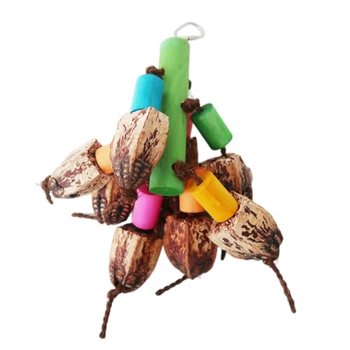 Papageienkauspielzeug, Natural Bird Toys - Kautes Holzfischspielzeug | Vogelkäfig -Zubehör mit Metallhaken, Hangable für Conures, Sittiche, Cockatiels von Oldmoom