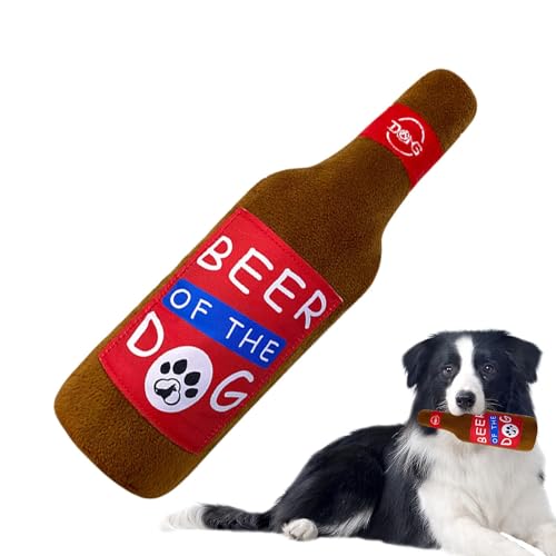 Quietschspielzeug für Hunde, Plüsch-Bierflasche, Kauspielzeug, Hundequietscher, Welpen, Zahnen, interaktives Spiel, Haustierzubehör für kleine, mittelgroße und große Rassen von Oldmoom