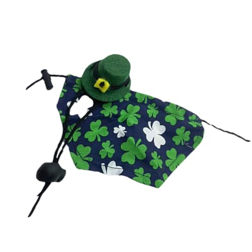 St. Patrick's Day Haustierkostüm, Cloak und Hut - Green Shamrock Muster Feiertagsbandanas und Hut,St. Patrick's Day Reptile Kostüm, Festival -Cosplay -Accessoires für Echsenhamster Leopard von Oldmoom