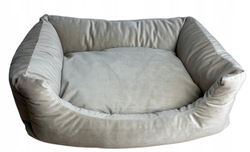 Oleńka Hunde- und Katzenbett, Hundekissen, Hunde- und Katzenkorb, Antiallergisch, Hundesofa, Hundebetten, weiches Hunde- und Katzenbett (L) Beige von Oleńka