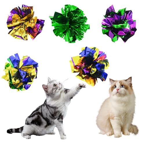 Olensson Knisterbälle für Katzen, 5,5 cm, Mylar, bunt, Katzenspielzeug, interaktives Spielzeug für Kätzchen und erwachsene Katzen, zufällige Farbe, 20 Stück von Olensson