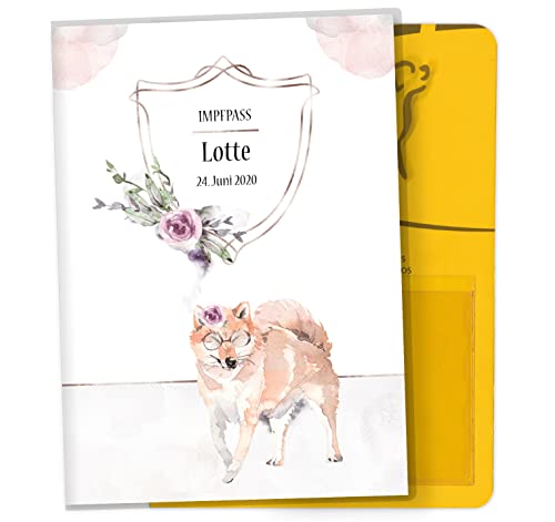 Impfpass Hülle für Tiere Cosmo Hunde Tierausweis Schutzhülle schöne Geschenkidee personalisierbar mit Namen und Geburtsdatum (Ruth, Impfpasshülle personalisiert) von Olgs