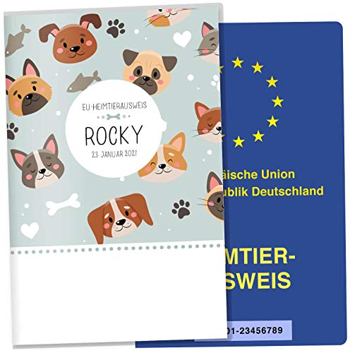 OLGS EU-Heimtierausweis Hülle Lovely Pets Tierausweis Schutzhülle Geschenkidee personalisierbar mit Namen und Geburtsdatum (Kitty & Dog, EU-Heimtierausweis personalisiert) von Olgs