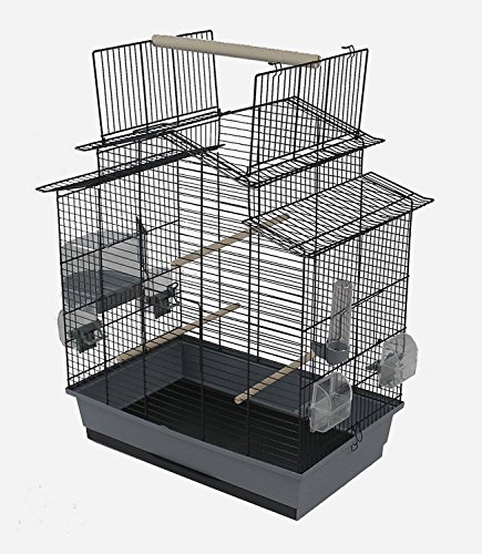 Ollesch Vogelkäfig Wellensittich Kanarien mit Freisitz & Zubebör schwarz grau von Ollesch