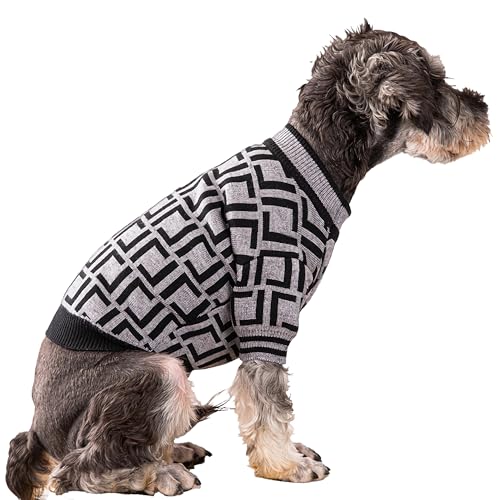 Olsa Argyle-Hundepullover, gemütliche Winterkleidung für kleine, mittelgroße und große Hunde, weicher Haustiermantel und Schlafanzug für Welpen, Jungen und Mädchen, warme Pullover für Hunde, Grau, von Olsa