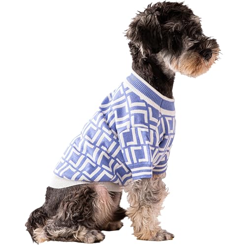 Olsa Argyle-Hundepullover, gemütliche Winterkleidung für kleine, mittelgroße und große Hunde, weicher Haustiermantel und Schlafanzug für Welpen, Jungen und Mädchen, warme Pullover für Hunde (Blau, von Olsa