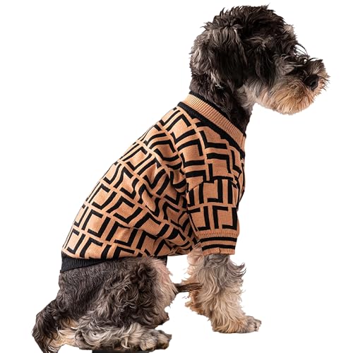 Olsa Argyle-Hundepullover, gemütliche Winterkleidung für kleine, mittelgroße und große Hunde, weicher Haustiermantel und Schlafanzug für Welpen, Jungen und Mädchen, warme Pullover für Hunde (Braun, von Olsa