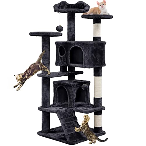 Katzenbaum-Eigentumsturm mit Kratzbaum für Kätzchen, 137,2 cm hoch, Katzenspielzeug, damit Katzen zu Hause glücklich Spielen können (DD) von OmEkwA