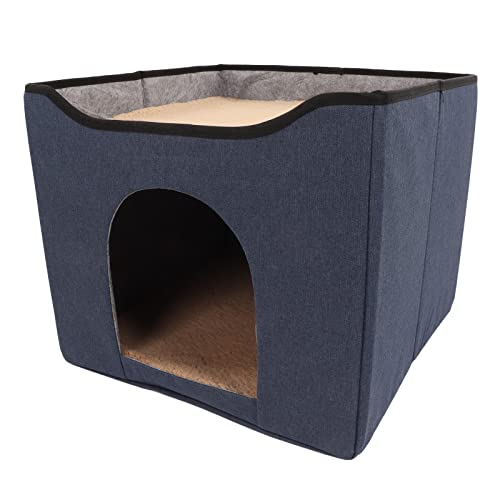 Omabeta Cat Villa, Cat House Firm mit weicher Matte für Cattery(Blau) von Omabeta