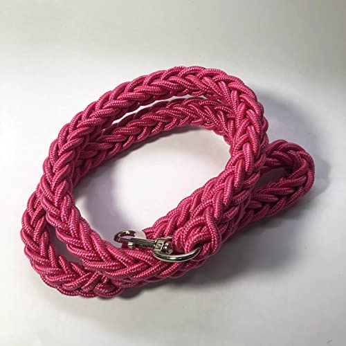 Trainingsleine aus Nylon, für große Hunde, strapazierfähig, geflochtenes weiches Nylon, starkes Seil, Hundegriff mit Schnalle, P-Kette für mittelgroße und große Haustiere (M, Rosa) von Omana