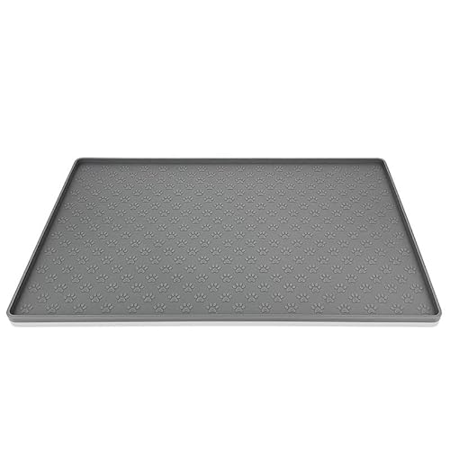 Haustier Tischset Hundefutter Schüssel Matte Katze Futter Matte Katze Hund Trinken Fütterung Tischset Silikon Wasserdicht Pet Schüssel Pad Feeder matten (Color : Gray, Size : 60X40CM) von OmekwA