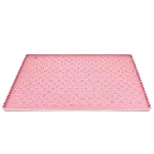 Haustier Tischset Hundefutter Schüssel Matte Katze Futter Matte Katze Hund Trinken Fütterung Tischset Silikon Wasserdicht Pet Schüssel Pad Feeder matten (Color : Light Pink, Size : 46X30CM) von OmekwA