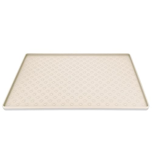 Haustier Tischset Hundefutter Schüssel Matte Katze Futter Matte Katze Hund Trinken Fütterung Tischset Silikon Wasserdicht Pet Schüssel Pad Feeder matten (Color : Milky White, Size : 60X40CM) von OmekwA