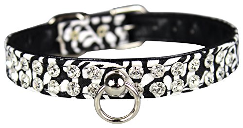 OmniPet Majestic Plume Pattern Crystal Pet Collar, 1/2" x 12", Black von OmniPet