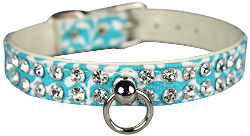 OmniPet Majestic Plume Pattern Crystal Pet Collar, 1/2" x 14", Turquoise von OmniPet