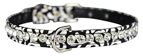 OmniPet Majestic Plume Pattern Crystal Pet Collar, 3/8" x 10", Black von OmniPet